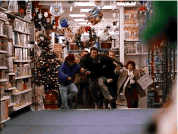 Christmas shopping madness GIF | Arnold Schwarzenegger